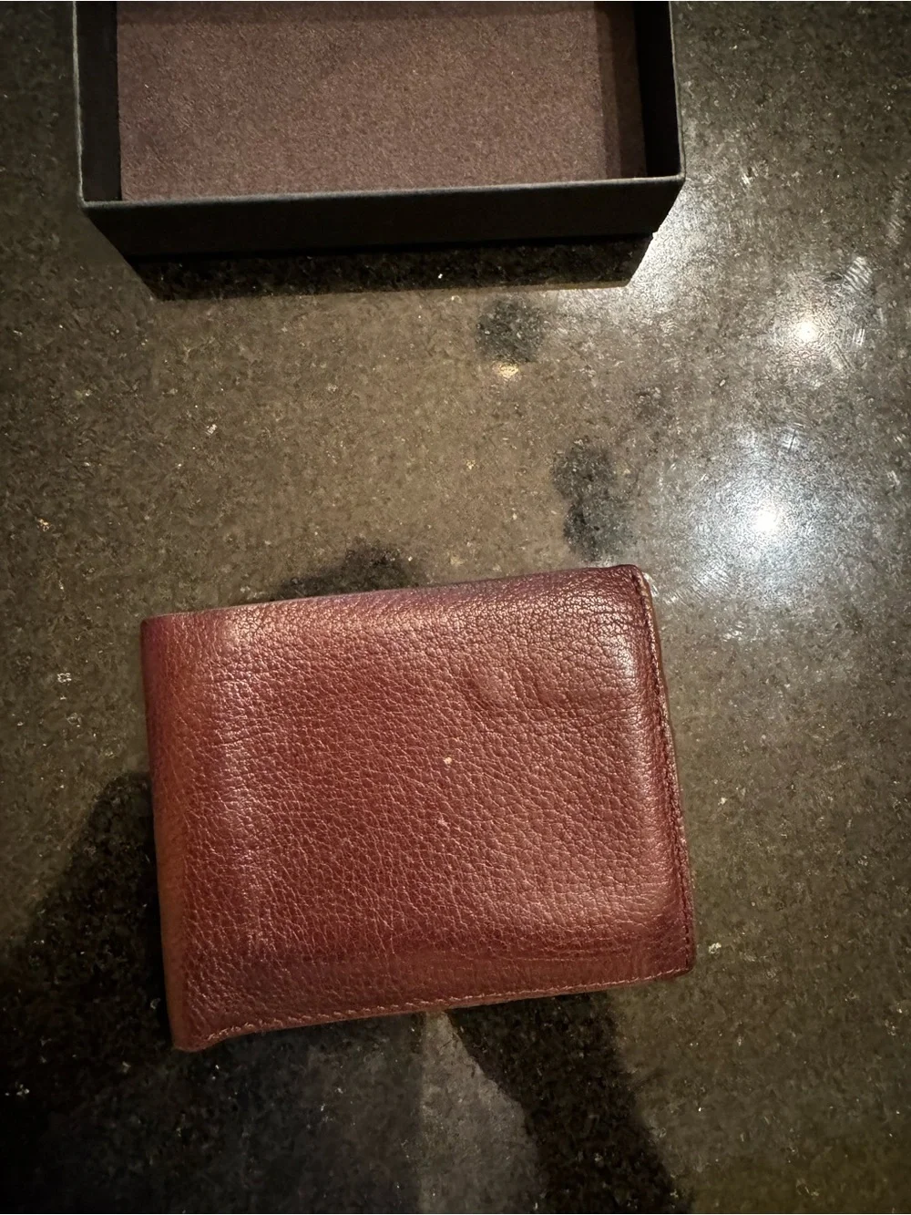 John Varvatos Brown Pebbled Leather Bifold Wallet